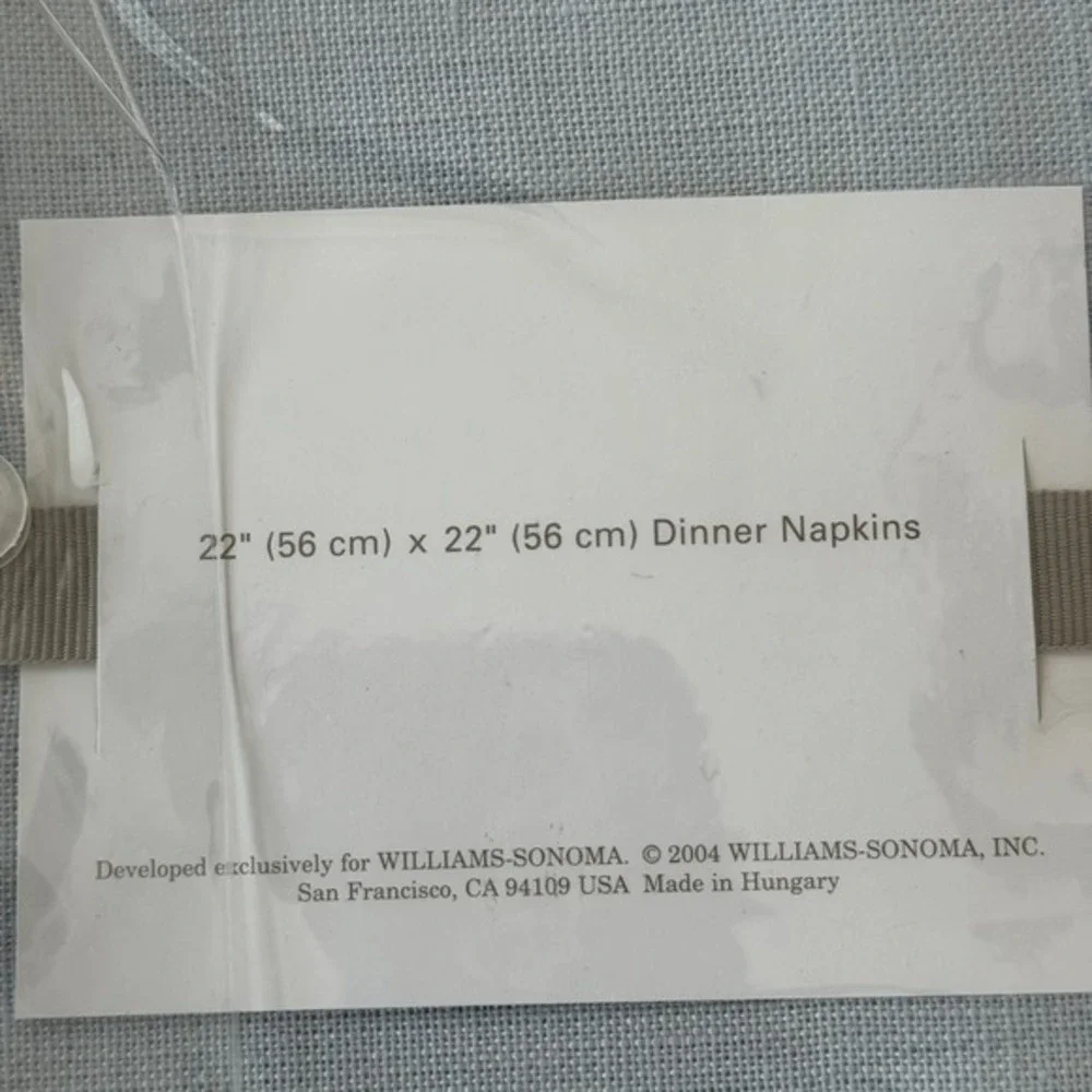 Williams Sonoma Hemstitched Linen Tablecloth 70x70 & 4 Napkins Set Pale Blue NWT